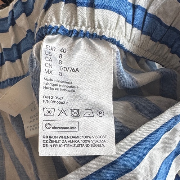 H&M Blue and White Striped Wide Leg Pants - Picture 5 of 8